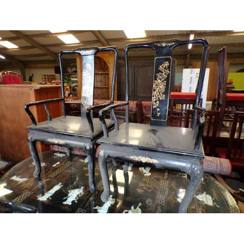 731 - ORIENTAL DINING TABLE AND CHAIRS