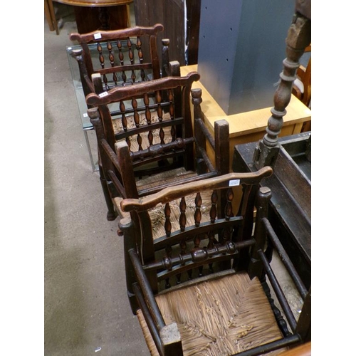 643 - SIX 19c RUSH SEAT CHAIRS