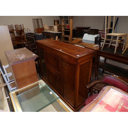 644 - REPRODUCTION YEW WOOD DISPLAY CABINET