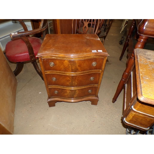 648 - SERPENTINE FRONTED THREE DRAWER CHEST