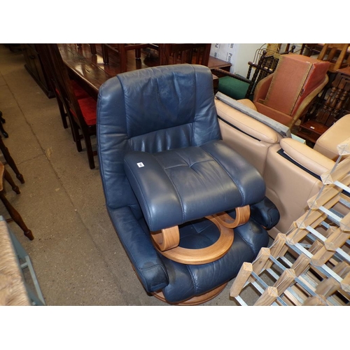 764 - LEATHER SWIVEL CHAIR AND A STOOL