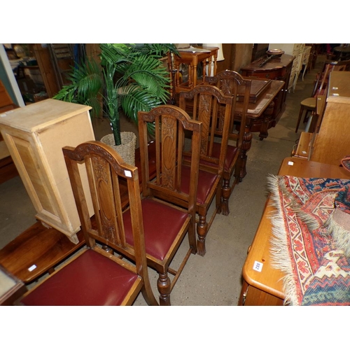 909 - FOUR 1930s OAK DINING CHAIRS