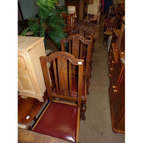 909 - FOUR 1930s OAK DINING CHAIRS