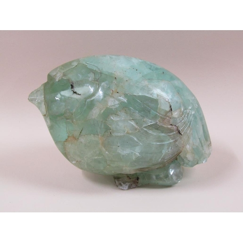 1408 - GREEN JADEITE FIGURE OF A BIRD