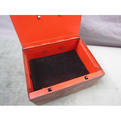 1271 - STEEL SECURITY BOX WITH ALARM BELL, 25CM W