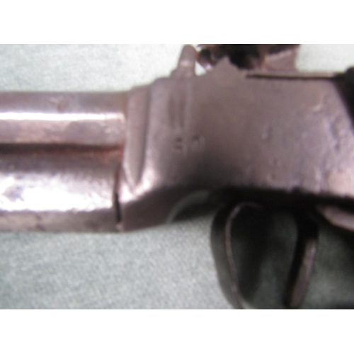 1319 - 19C DOUBLE BARREL OVER AND UNDER PERCUSSION PISTOL, 14CM BARRELS