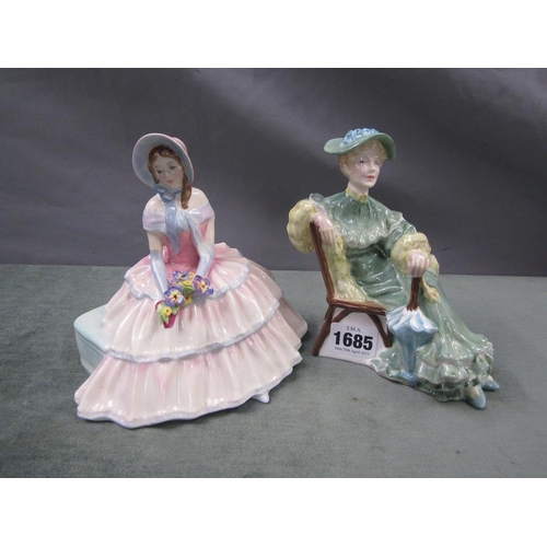 1685 - TWO ROYAL DOULTON FIGURINES - DAY DREAMS & ASCOT, 15CM H