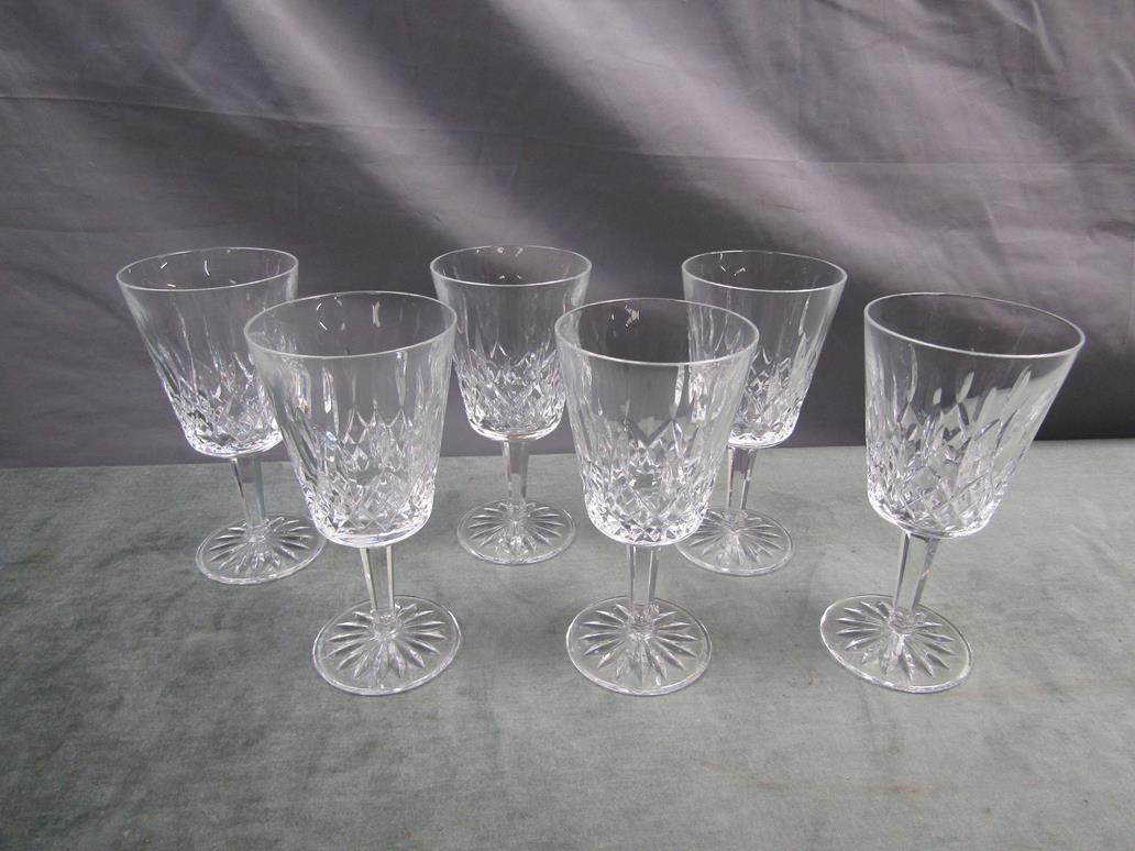 Set Of Six Waterford Crystal Water Goblets 18cms H 8279