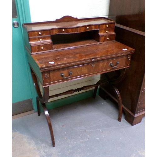 FIGURED MAHOGANY WRITING DESK WITH LEATHER LINED FOLD OVER DESK TOP ...