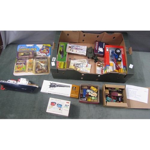 1201 - BOX OF MIXED MODEL VEHICLES; CAT PISTOL