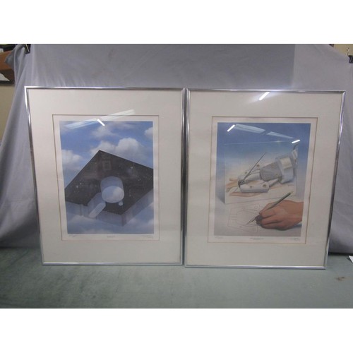 1118 - TWO COLOURED PRINTS - INTELLEGENT REFLECTIONS & STORAGE SPACE, BY ROBERT TINNEY, BOTH F/G, APPROX 43... 