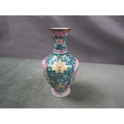 124 - BOX OF ORIENTAL WARES - VASES, ENAMEL ETC