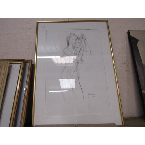 139 - COLLECTION OF JOHN SKELTON FRAMED PENCILS, CHARCOAL - NUDES