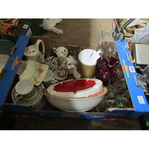 288 - BOX OF MIXED TEAWARES AND GLASS