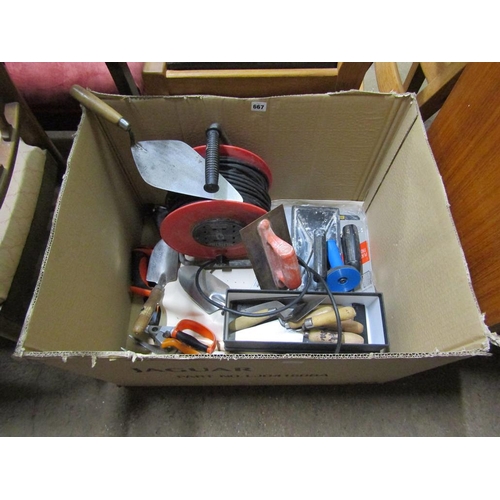 667 - BOX OF HAND TOOLS