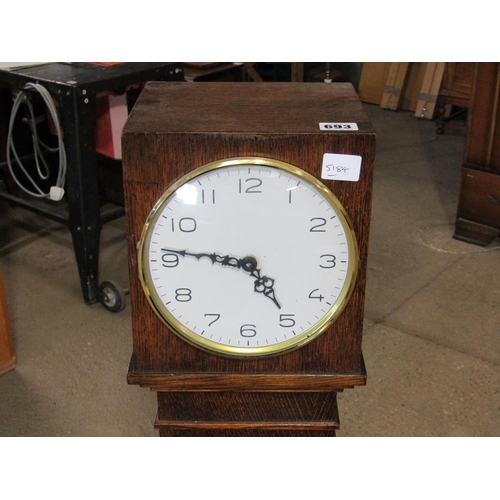 693 - OAK CASED GRANDMOTHER CLOCK