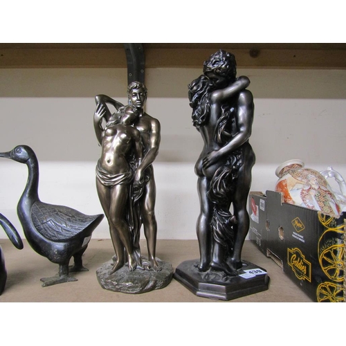 439 - TWO LARGE BRONZED FIGURES