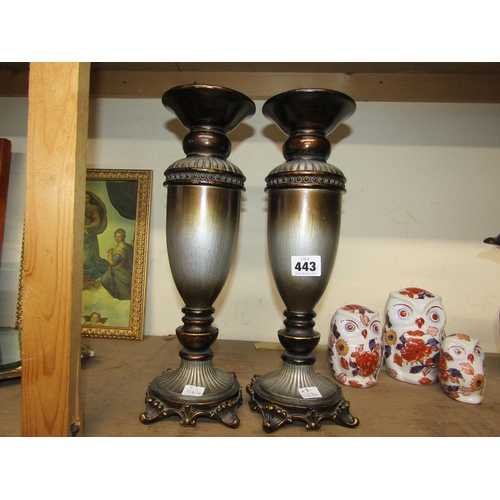 443 - PAIR OF BRONZED PEDESTAL STANDS