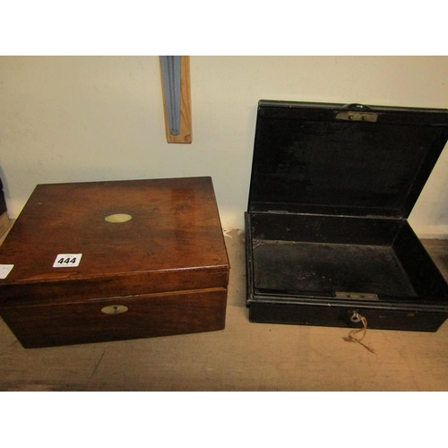 444 - 19c TRAVEL BOX AND ONE SAFE BOX