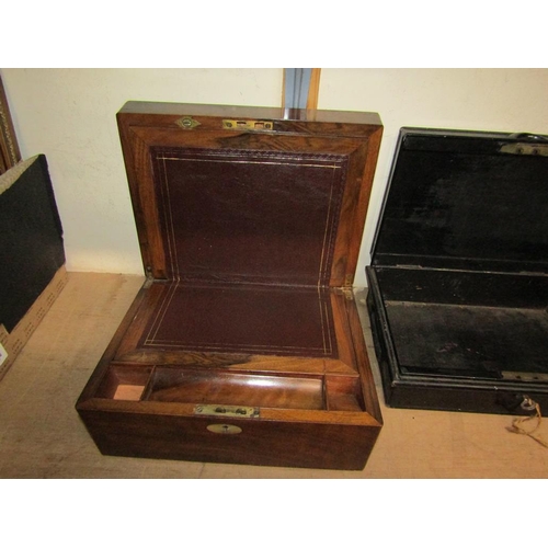 444 - 19c TRAVEL BOX AND ONE SAFE BOX