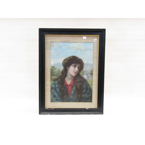 1136 - LATE 19C PORTRAIT OF A LADY, COLOURED PRINT, FRAMED, 58CM X 41CM