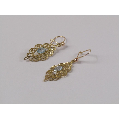 1511 - PAIR OF GOLD AQUAMARINE SET EARRINGS