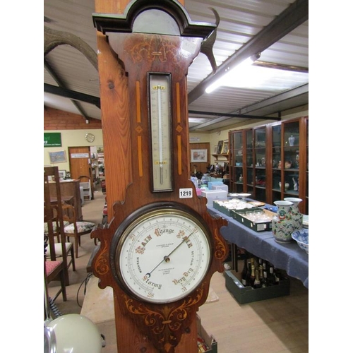 1219 - LATE 19C/EARLY 20C BANJO WALL BAROMETER BY H HUGHES & SON, 88CM H