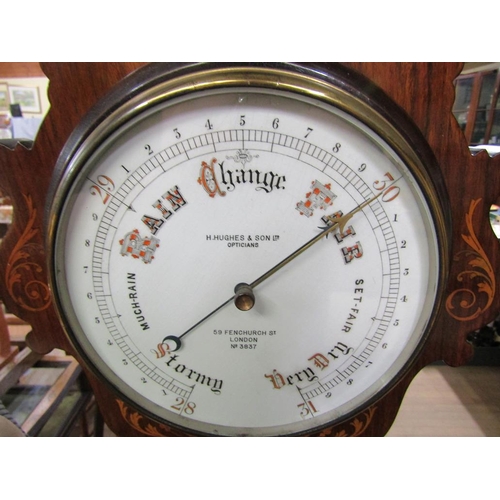 1219 - LATE 19C/EARLY 20C BANJO WALL BAROMETER BY H HUGHES & SON, 88CM H