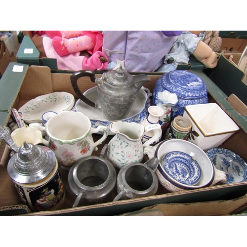 260 - MIXED CHINA, RINGTONS TEA CADDY, SILVER PLATE ETC