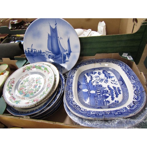 347 - BLUE AND WHITE TRANSFER PRINTED WARES