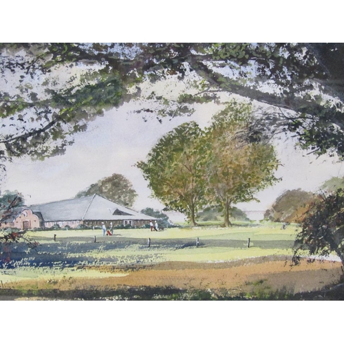 1104 - - SMITH - THE GOLF HOUSE, SIGNED WATERCOLOLUR, F/G, 25CM X 34CM