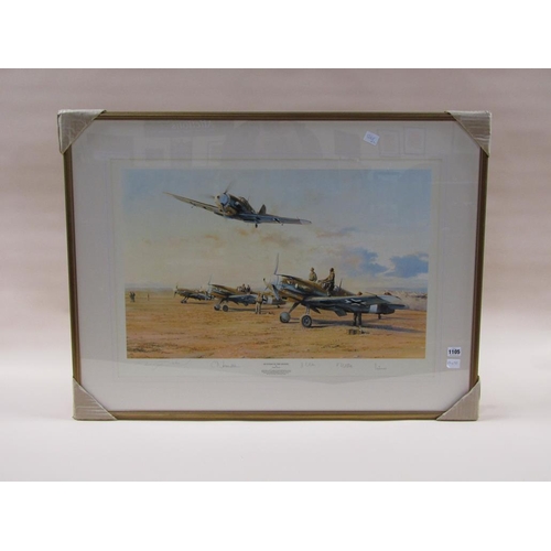 1105 - ROBERT TAYLOR - HUNTERS IN THE DESERT, F/G COLOURED PRINT, 50CM X 70CM