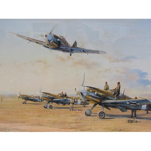 1105 - ROBERT TAYLOR - HUNTERS IN THE DESERT, F/G COLOURED PRINT, 50CM X 70CM