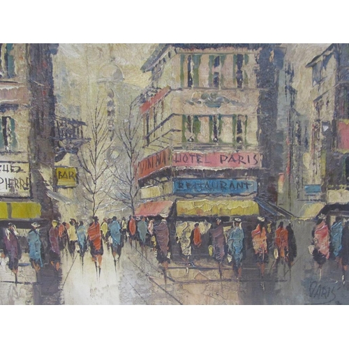 1106 - PARIS STREET SCENE  - OIL ON CANVAS, FRAMED, 39CM X 49CM