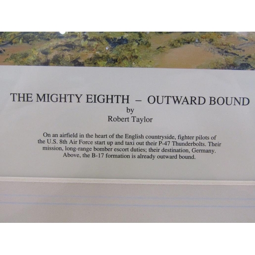 1112 - ROBERT TAYLOR - THE MIGHTY EIGHTH - OUTWARD BOUND, COLOURED PRINT, F/G, 50CM X 70CM