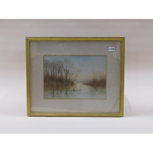 1113 - H ASHDOWN BOX - A PEACEFUL AUTUMN LAKE SCENE, SIGNED WATERCOLOUR, F/G, 24CM X 34CM