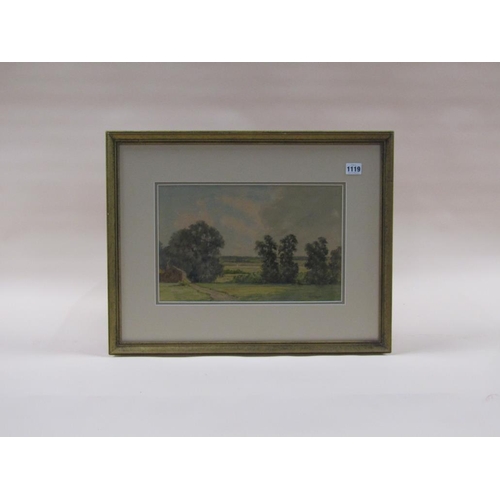 1119 - MARTIN HARDIE - PASTORAL LANDSCAPE WITH COTTAGE, SIGNED WATERCOLOUR, F/G, 25CM X 36CM