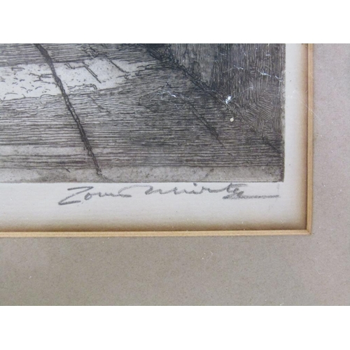 1129 - SIGNED INDISTINCTLY - EDINBURGH B&W ENGRAVING, F/G, 30CM X 20CM