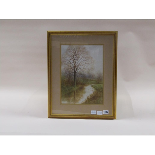 1134 - A ASHDOWN BOX - A PEACEFUL RIVER SETTING, SIGNED WATERCOLOUR, F/G, 35CM X 25CM