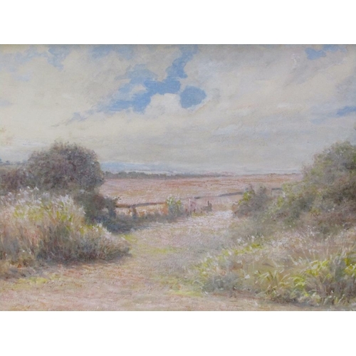 1140 - R HARTLEY - SUMMERTIME LANDSCAPE, SIGNED MIXED MEDIA, FRAMED, 37CM X 39CM