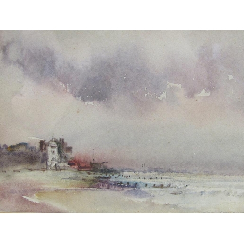 1143 - TWO PAINTINGS - SIGNED INDISTINCTLY, DATE 1978, TWO COASTAL SCENES, WATERCOLOURS, F/G, 17CM X 25CM