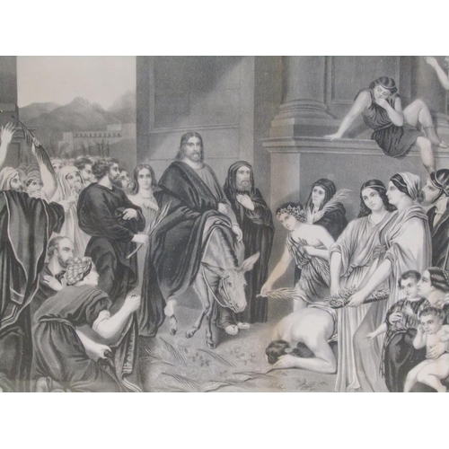 1146 - PAIR OF 19C B&W PRINTS - JESUS AT THE TEMPLE & JESUS WITH THE CHILDREN, EACH MAPLE FRAMED, 44CM X 58... 