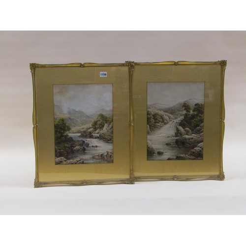 1159 - CHARLES A BOOT - PAIR, RIVERSCAPES IN THE SCOTTISH HIGHLANDS, SIGNED WATERCOLOURS, F/G, 37CM X 26CM