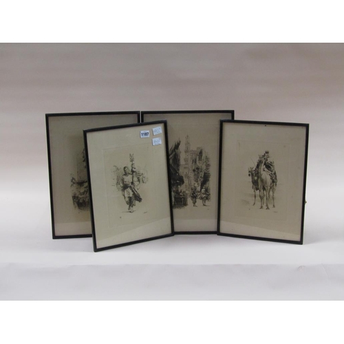 1187 - FIVE F/G B&W ENGRAVINGS- ARABIAN SCENES, EACH 38CM X 27CM