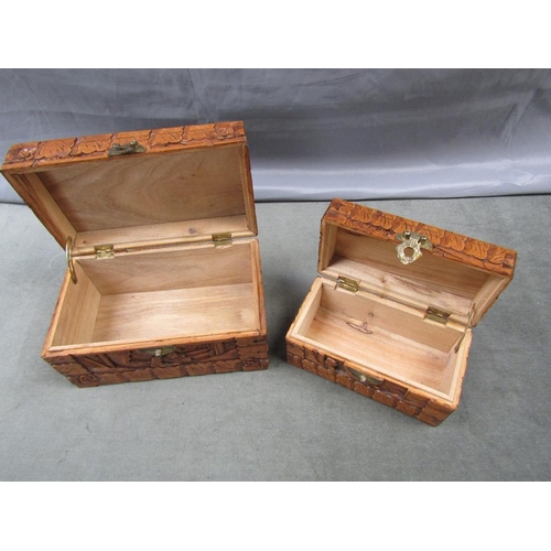 1374 - CAST ORIENTAL BOXES - LARGEST 26CM W