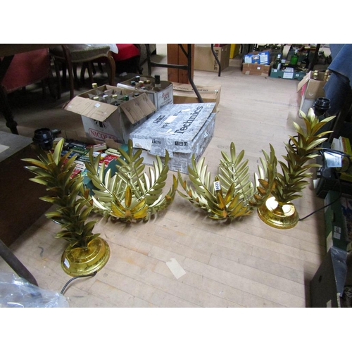 1226 - PAIR CONTEMPORARY GILT PAINTED TREE LAMPS WITH SHADES, 54CM H