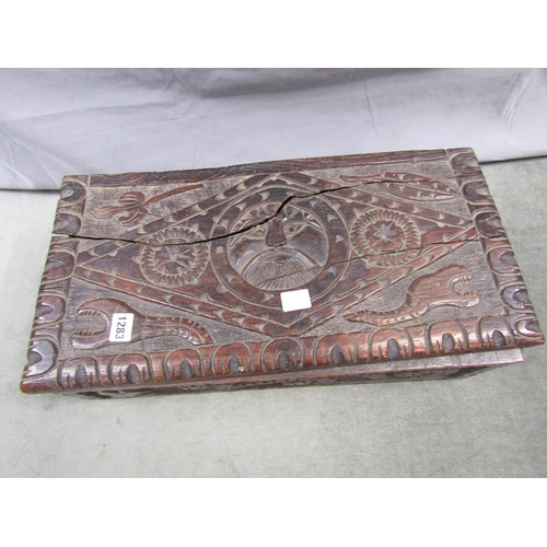 1283 - CARVED 18C BOX - LID A/D, 56CM W