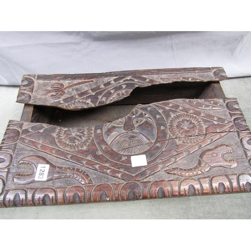 1283 - CARVED 18C BOX - LID A/D, 56CM W