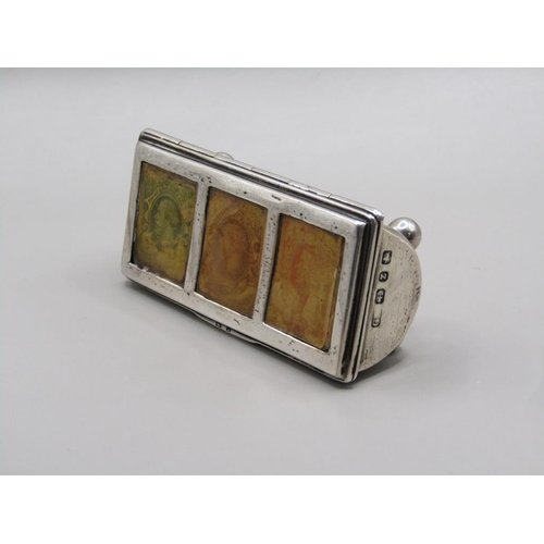 1438 - SILVER THREE DIVISION STAMP BOX c.1900, 3.7cms W