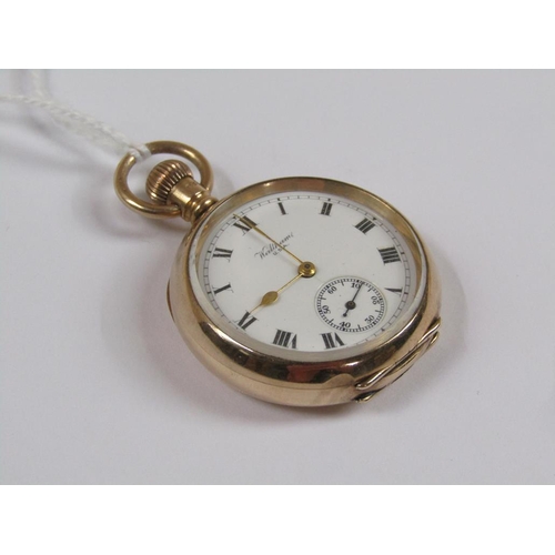 1442 - WALTHAMS 9ct GOLD CASED FOB WATCH - 33g TOTAL